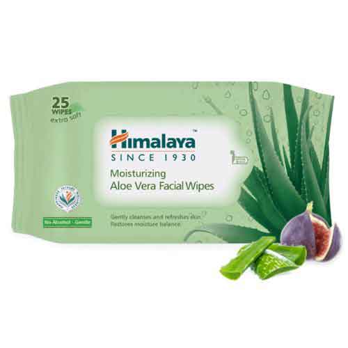 Himalaya Moisturising Aloe Vera Facial Wipes, 25 Count